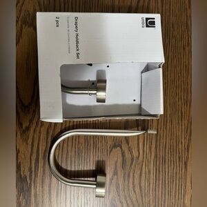 Brushed nickel curtain tie back hooks